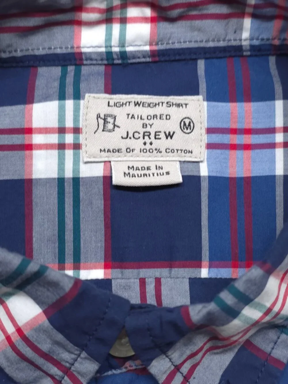 J.Crew Lightweight Tailored Blue Plaid Button Down Shirt Medium